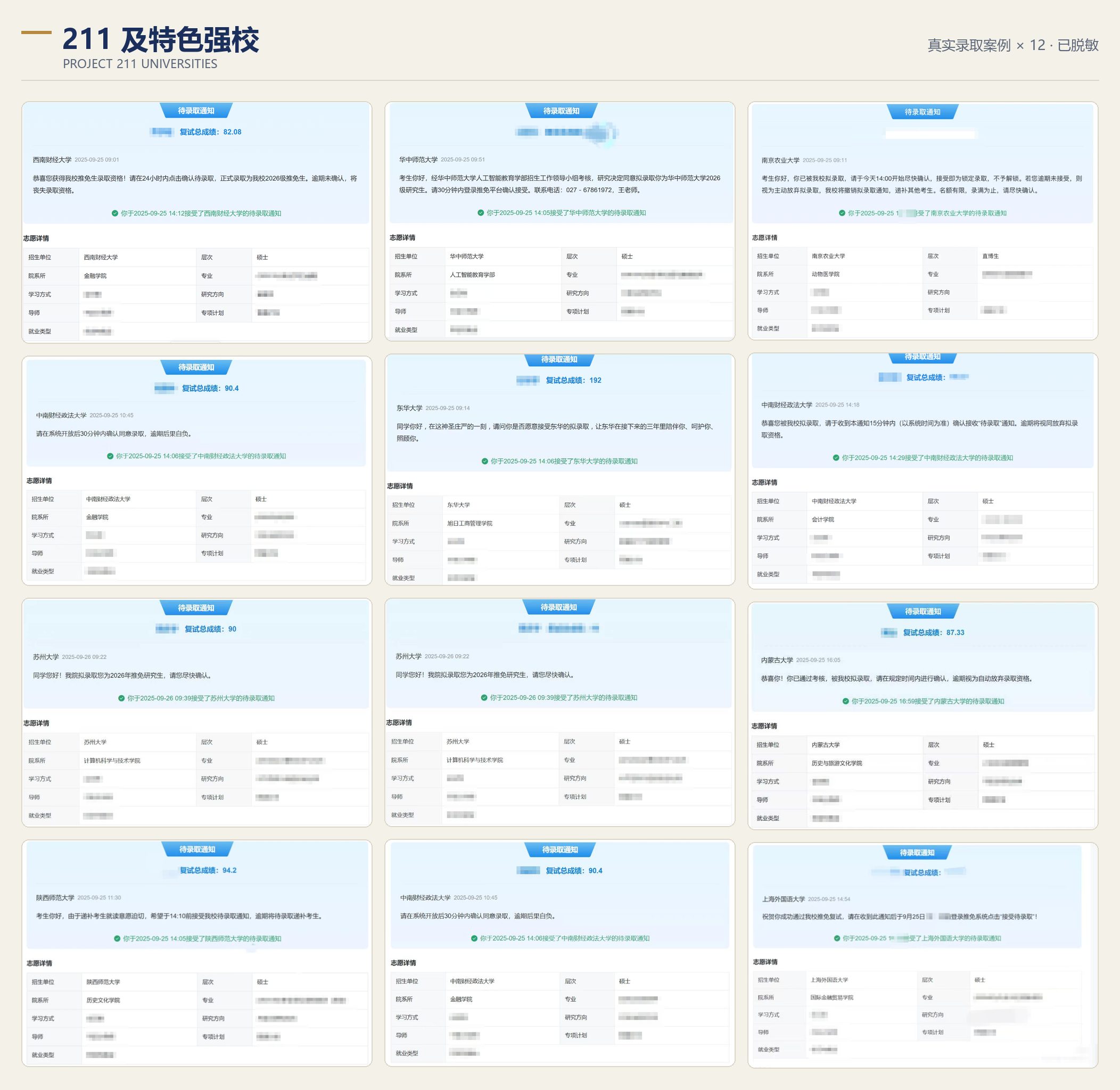 211 院校推免待录取通知合集(已脱敏)